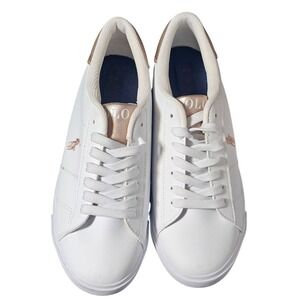 Polo Ralph Lauren Womens White Rose Gold Low Top Sneakers Size 7